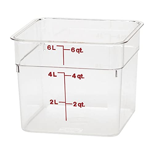 Image of Camsquare Food Container, 6 Qt, 8-3 /8'' X 8-3 /8'' X 7-1 /4'', Clear, Orange Graduation, (6 Pieces /Unit)