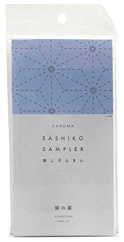 Image of Yokota Daruma Sashiko Cloth Sashiko Fabric - Pre-Printed Sashiko Sampler - White with English Instruction Inside (White ASANOHA)
