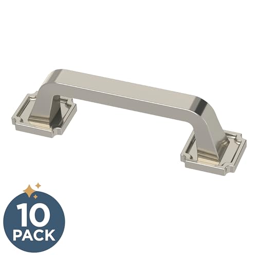 Franklin Brass 10 Pack Polished Nickel Cabinet Handles 3 inch (76mm) Kitchen Cabinet Handles and Drawer Pulls for Cupboards and Dressers |Notched Backplate by Franklin Brass - Used condition - Image 2