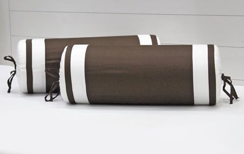 Image of AURAVE Luxurious Cotton Satin 400 TC Bolster Cover with Drawstring Closure, Set of 2, Soft Breathable Durable Machine Washable for Sofa Bed & Home Decor, 15 inchx30 inch, Coffee Brown | Cover Only