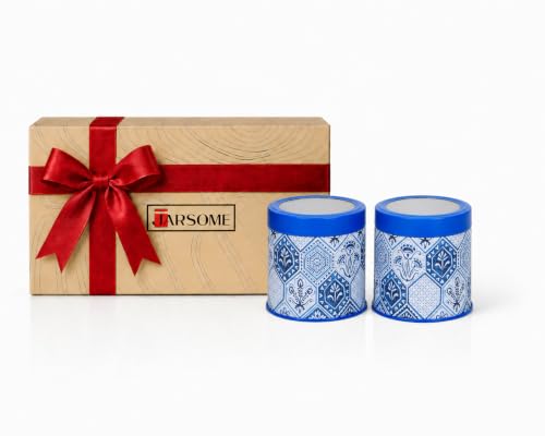 Image of Maroc Collection Airtight Kitchen Container Set (450ML, Set of 2) | Food Grade Metal Jars for Masala, Seeds, Cookies & Dry Storage | Vacuum Lid, Rust Resistant, Stylish Moroccan Blue Canisters