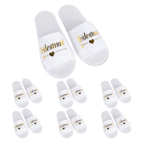 7 Pairs Bridesmaid Slippers, Wedding Bride Slippers Disposable Set, Bulk Bridesmaids Gifts for Wedding Day Team Bride Bridal Party Women Bachelorette Party Favor