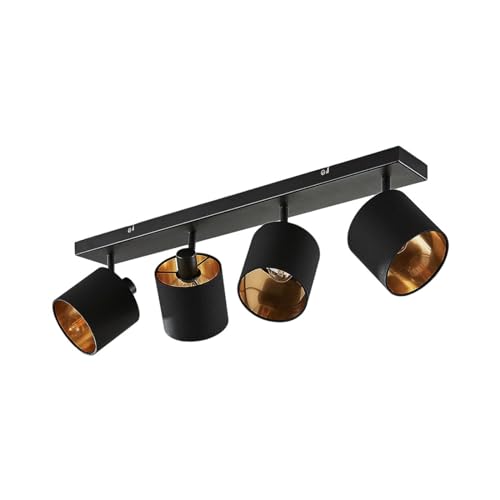 Lindby Deckenlampe, Spotlampe Schwarz Gold, Deckenstrahler schwenkbar und...