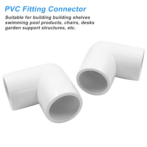 Piutouyar 4 Pcs 1/2\" 90 Degree Right Angle Elbow PVC Pipe Fitting, 2 Way Furniture Grade Pipe Connector PVC Elbow Fitting Pipe Corner Connector for DIY Shelf Garden Support Structure