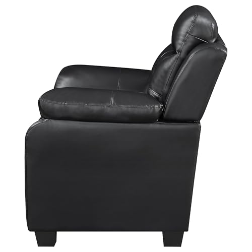 Sillón Tufted Tapizado en Cuero Sintético Negro miniatura 6
