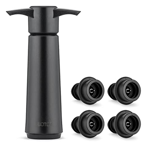WOTOR Wine Saver with 4 Vacuum Stoppers, Wine Stopper, Wine Preserver, Reusable Bottle Sealer Keeps Wine Fresh (Wine Pump + 4 stoppers) Cover