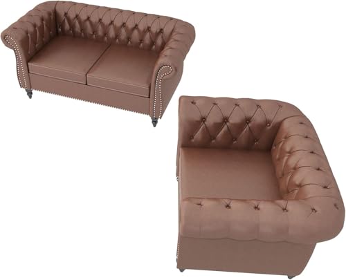 Image of WOODEN WORLD Modern & Classic Leather Sofa Set - Luxurious Comfort, Stylish Design, and Durable Build (Brown, 2+1 Seater)