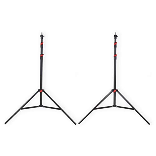 LENCARTA® Professional Tripod Light Stand 2.65 m / 104 inches | Aluminium Air Damped Photography Stand, Height Adjustable, Foldable and Portable Sturdy Tripod Stand, Matte Black | Pack Of Two…