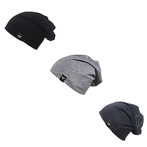 KIT 3 GORROS BEANIE BROHOOD MALHA CHUMBO CINZA PRETO U
