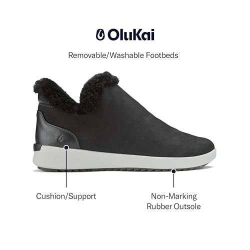 OLUKAI Malua Hulu Women's Boot, Soft & Comfortable Waterproof Nubuck Leather, Full-Grain Leather Heel with Elastic Panels, Slip-On Design4
