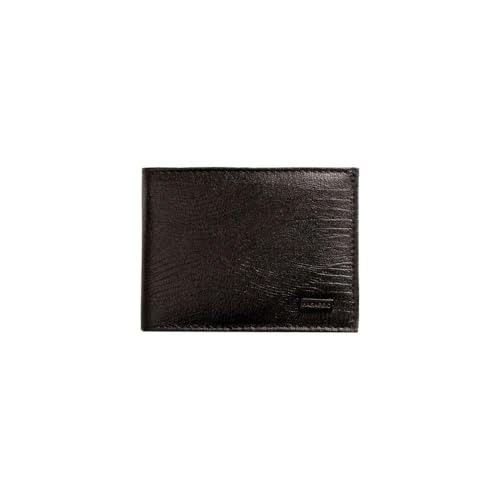 Carteira Masculina Couro Legítimo Compacta Textura Lezard Porta-Notas Porta-Cartões Porta-Documentos Porta-Moedas Bagaggio Preta Elegante 0090888458001