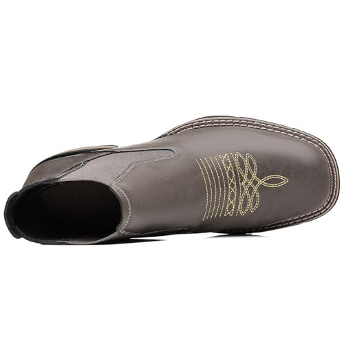 Image of Santimon Men's Square Toe Chelsea Boots, Ankle High, Slip-On, Anti-Slip Dress Casual Outdoor Boots