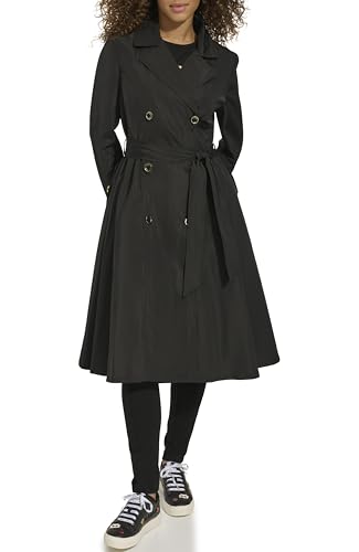 KARL LAGERFELD Women's Long Flared Belted Trench Coat2
