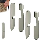 Juego de utensilios para acampar 2 en 1, senderismo y supervivencia al aire libre