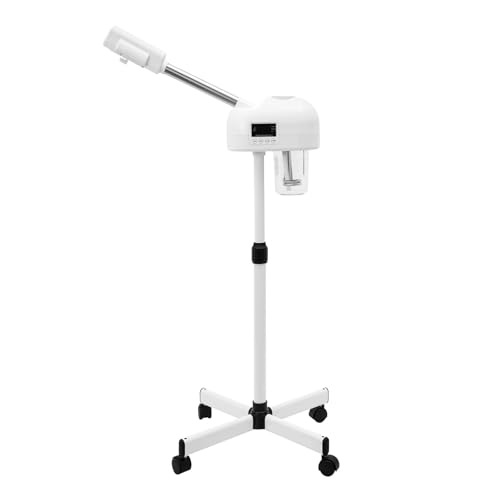 BAOCHADA Evaporatore facciale 750 W, vaporizzatore per sauna facciale, con ugello girevole a 360 gradi e pannello di controllo a LED, vaporizzatore viso per salon spa (bianco)