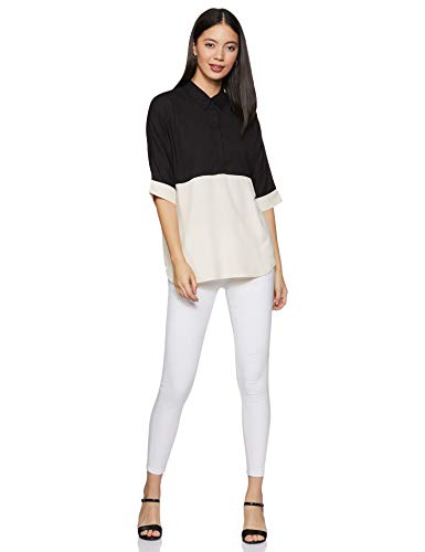 Image of Amazon Brand - Symbol Women's Loose Fit Shirt (SYM /SS20 /TP015 Black2 L)