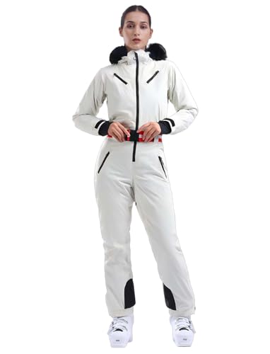 جي سو سنو بدلة تزلج للنساء من قطعة واحدة للتزلج على الجليد مقاومة للماء والرياح لممارسة الرياضة في الهواء الطلق