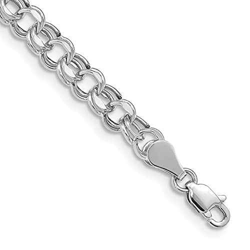 IceCarats 14K Solid White Gold Lite 5mm Double Link Chain Charm Bracelet2