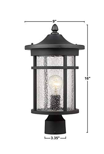 Bestshared Outdoor Post Light, 16" Height Exterior Post Lighting Fixture, Outdoor Patio Post Lantern For Pathway, Driveway, Front/Back Door (Black,1 Pack) #TOP1