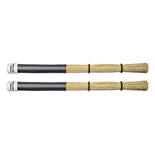 Promark Broomsticks - Hybrid Of Drum Brushes And Promark Rods - Adjustable O-Rings For Control Of Bristle Spread - Handmade From Real Broomcorn - Medium - 1 Pair #TOP4