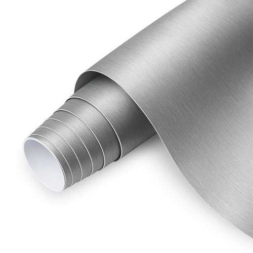 Revestimiento de Vinilo Autoadhesivo Profesional para Pared, Puertas, Muebles, Cocina y Baños – Plata Rayado – Alta Resistencia – LS1301 - Envío desde España - 62 x 100 cm