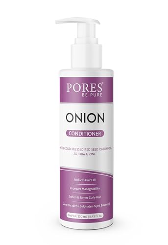 Image of PORES Be Pure Onion Shampoo and Conditioner Combo for Hair Growth & Hair Thickness | Sulfate & Paraben Free | Anti-Dandruff, Hair Fall Control, Deep Nourishment for Dry & Damaged Hair | Unisex Formula ( 250 ml X 2 )