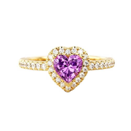 Pear/Princess/Heart/Kite Cut Natural Amethyst Engagement Rings for Women 10K 14K 18K Gold Genuine Amethyst Promise Wedding Anniversary Ring February Birthstone Ring for Her
