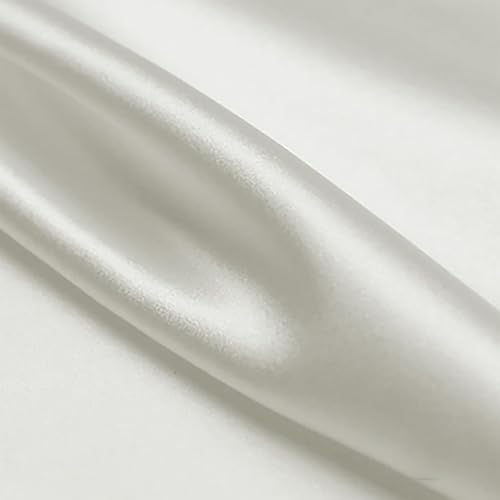Gqzjy Tela De Seda Morera Crepé Satinada De Color Puro De 16 Momme Por Metro Para Forro De Ropa Bordado Artesanías Decoración Cheongsams Atuendos De Boda, 114 Cm De Ancho Color:Blanco