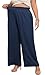 Lastshe Women's Plus Size Business Casual Pants High Waisted Fashion Lounge Dress Pants Straight Wide Leg Long Trousers with Pockets,Navy Blue,3X