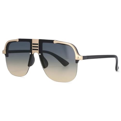 Lunettes de soleil surdimensionnées à demi-monture vintage UV400 pour hommes et femmes