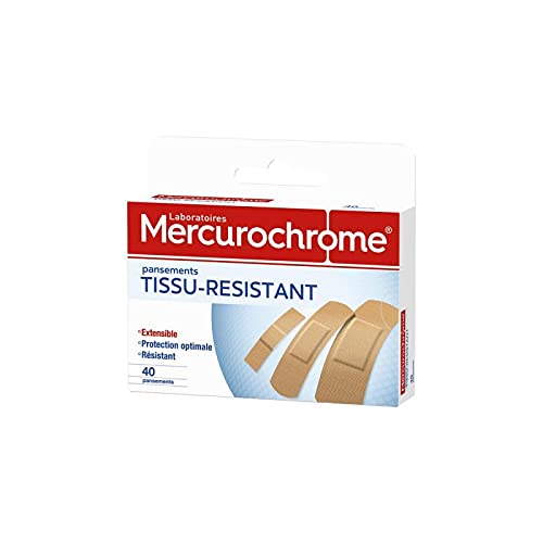 Mercurrome cerotti in tessuto, 40 cerotti - cura per piccoli bobos della vita quotidiana - comodi e antiscivolo - 3 pezzi