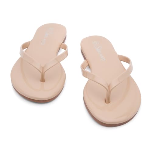 Image of Shoe Land Thong Flip Flops for Women, Memory Foam Flat Sandals, Lightweight Summer Slides, Non Slip Comfort Sandals for Beach, Travel and Everyday Wear