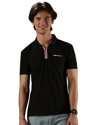 Image of TVS Originals Racing Men's Polo T-Shirt | 100% Polyester | Quick-Dry | Antimicrobial Finish | Zipper Placket | Reflective Branding | Lightweight Activewear | 200 GSM | Regular Fit