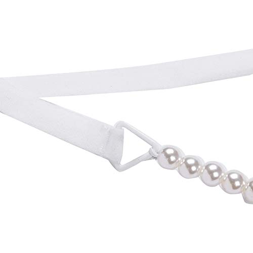 Taikmd Women's Low Rise Brief Pearls Massage Chain G-String Underwear Thong (White, Onesize) #TOP6