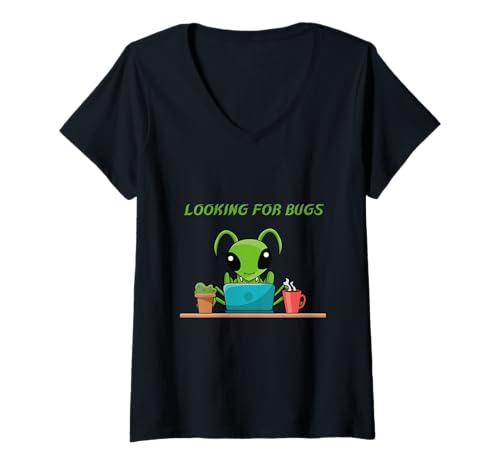 Mujer Buscando Errores, Humor Friki, Mantis Camiseta Cuello V