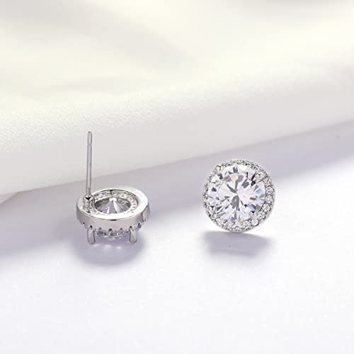 YOQUCOL Bright 8MM,10MM Cubic Zirconia Crystal Stud Earrings Round Pierced Earrings For Women 7