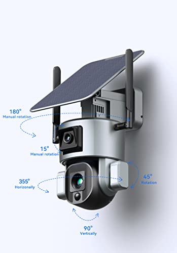 Witsectech Dual Lens Solar Security Camera Wireless Outdoor, 4K Camera, 2.4Ghz Wifi, 10X Zoom, Pir Motion Detection, Motion Tracking, 20000Mah, 24 Hour Recording, Hd Night Vision, Ip66 Waterproof #TOP7