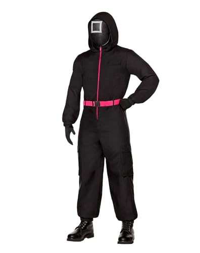 Spirit Halloween Squid Game Kids Black Guard Costume Officially Licensed Supervisor Outfit Dystopian Uniform Boys Size CHILD LARGE Standard Multicolor