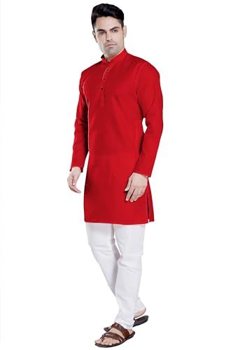 Image of DIVISIVE Men's Plain Cotton Blend Linen Slim Fit Kurta Pyjama Set