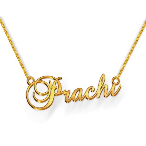 Image of Prachi Cursive Gold & Silver Name Pendant Necklace, Best Jewelry Gift for Girls.