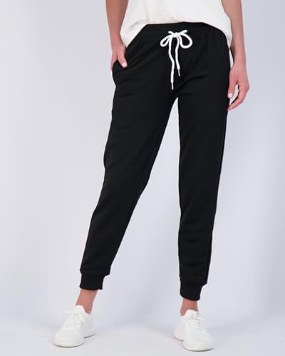 Real Essentials 3 Pack: Women's Ultra-Soft Cotton French Terry Joggers (Available in Plus)2
