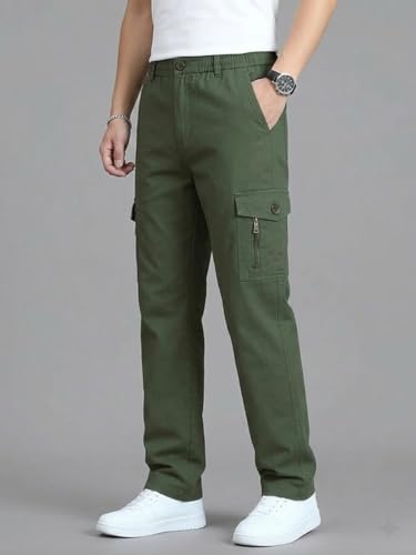 Image of DEELMO Men's Stylish Multi-Pocket Cargo Pants || Casual Fit Trousers || Stylish Cargo Trousers for Men || Men's Pants (MD506 01 04)