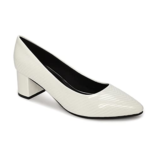 Image of Marc Loire Women's Self Design Comfortable Slip-on Casual Pointed Toe Block Pumps Heels