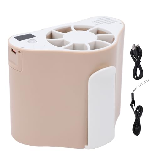 Ventilador de cintura portátil premium con pantalla LED y acabado marrón claro 2