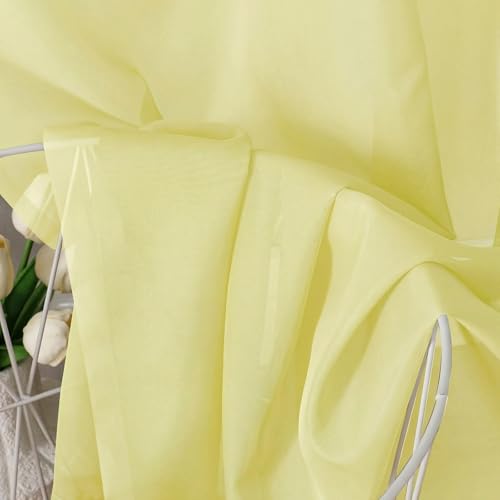 Image of OVZME Sheer Curtains 63 inch Length 2 Panels Set for Bedroom Living Room, Soft Airy Elegant Light Filtering Sheer Curtains, Dual Rod Pocket Window Drapes, Each 42W x 63L Inches, Light Yellow