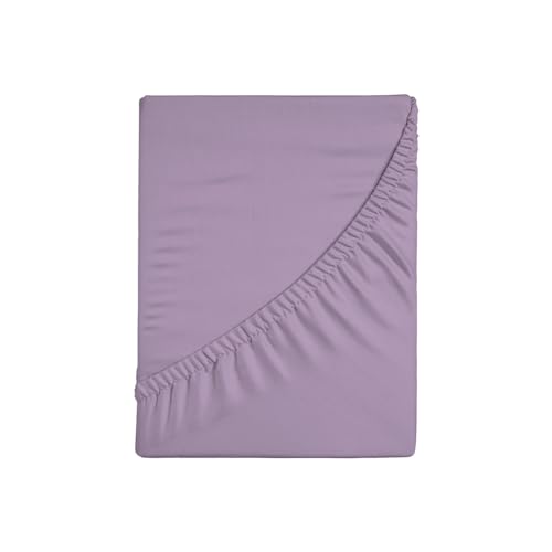 Zer0bed, Drap Housse Simple Couleur Unie 100% Coton, Angle Maxi 30 cm, 1 Place, Lilas 90 x 200