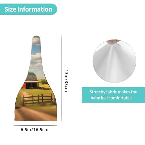 Newborn Baby Hat, Ranch View Print Soft Top Knot Beanie Cap, Cute Baby Headwear for 0-6 Months Black4