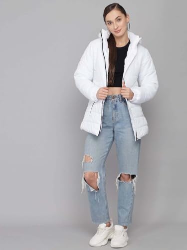 Image of KOTTY Women's Full Sleeve Zipper Fur Hooded Neck Puffer Jacket