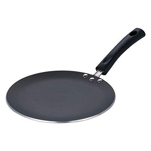 Vinod 10.5 Inch Diameter Non-Stick Roti Tawa, Aluminum, Triple Riveted Handles, PFOA Free, Easy Clean, Metal Spatula Friendly