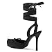 Riekhany Satin Ballet Heels for Women Closed Square Toe Bow Ballerina Heels Lace Up High Heel Slingback Pumps Strappy Stiletto Mary Janes Elegant Party Shoes Black
